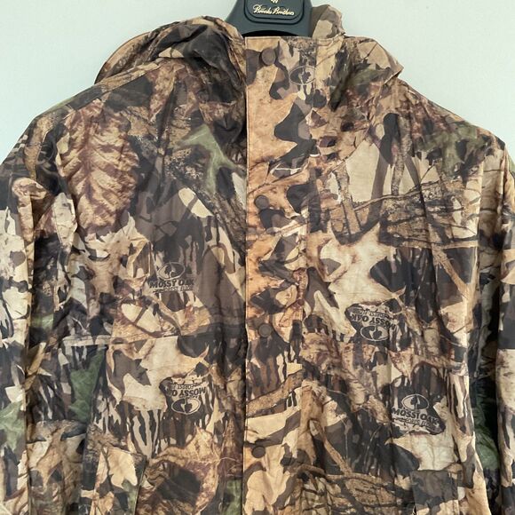 Cabela's Camo Hunting Rain Jacket Mens Sz XL Mossy Oak Forest Floor Packable - Picture 4 of 11